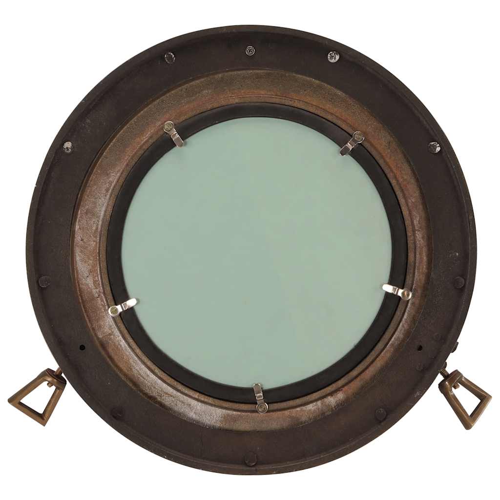 Specchio da Parete Design Oblò Ø38 cm in Alluminio e Vetro