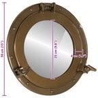 Specchio da Parete Design Oblò Ø38 cm in Alluminio e Vetro