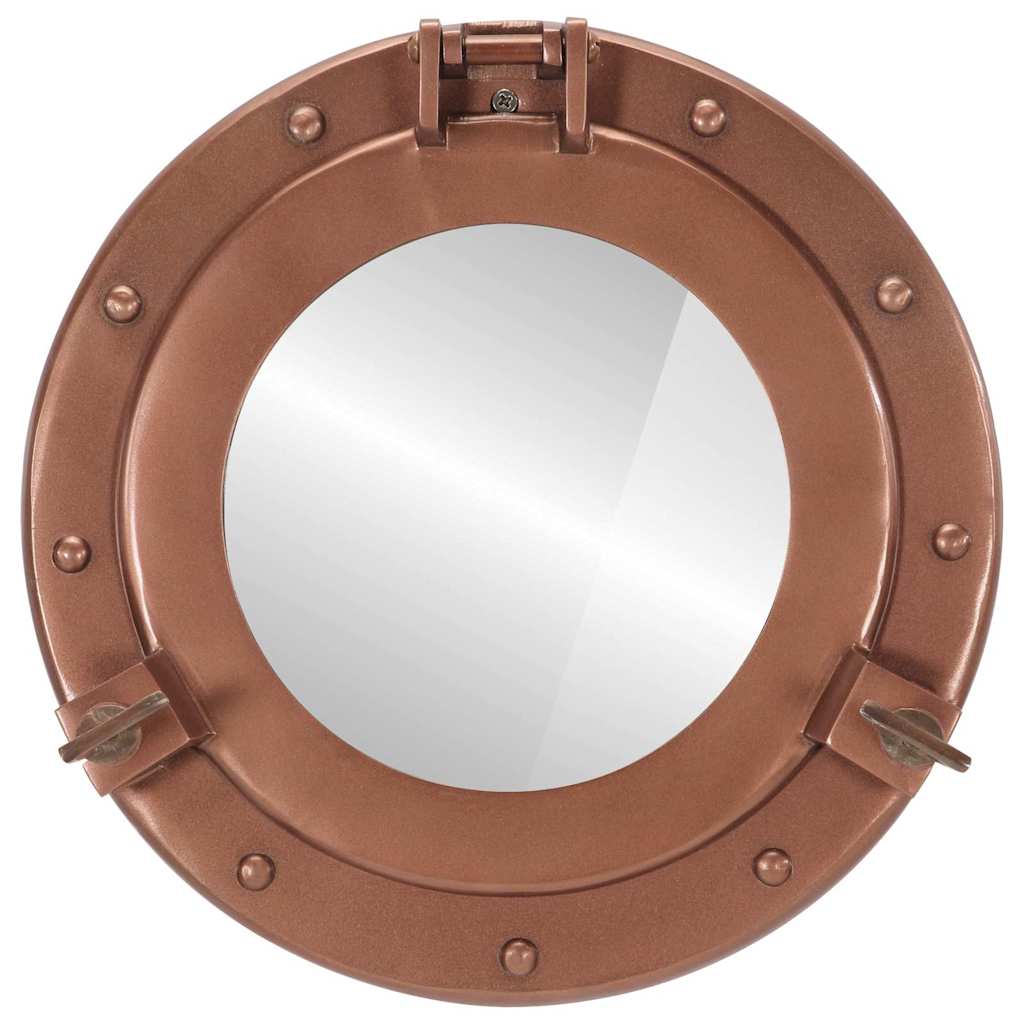 Specchio da Parete Design Oblò Ø30 cm in Alluminio e Vetro
