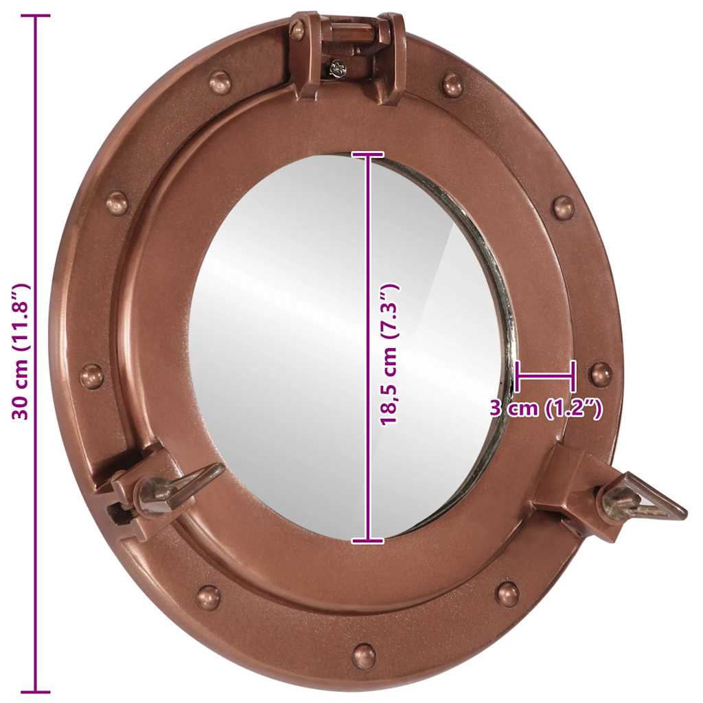 Specchio da Parete Design Oblò Ø30 cm in Alluminio e Vetro