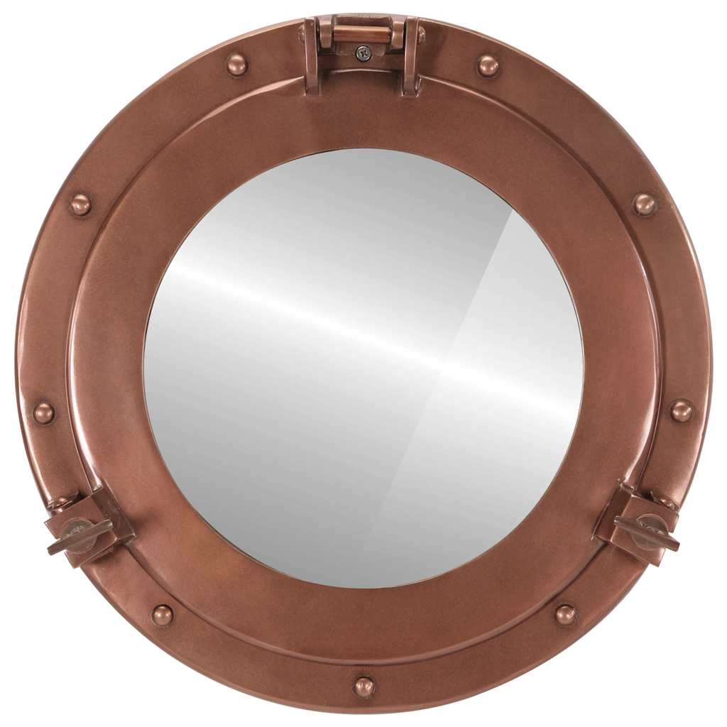 Specchio da Parete Design Oblò Ø38 cm in Alluminio e Vetro