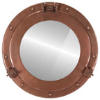 Specchio da Parete Design Oblò Ø38 cm in Alluminio e Vetro