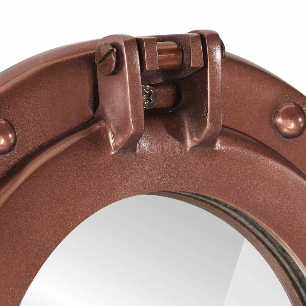 Specchio da Parete Design Oblò Ø38 cm in Alluminio e Vetro
