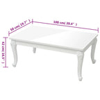 Tavolino da Salotto Bianco Lucido 100x50x42cm Legno Multistrato