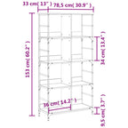 Libreria Grigio Sonoma 78,5x33x153 cm in Legno Multistrato