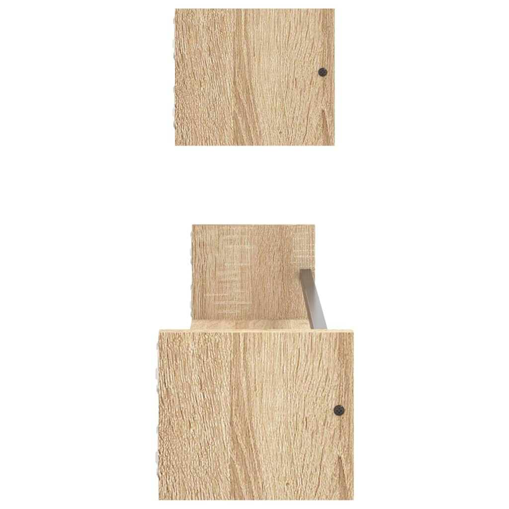 Mensole a Parete con Aste 2pz Rovere Sonoma 80x16x14 cm