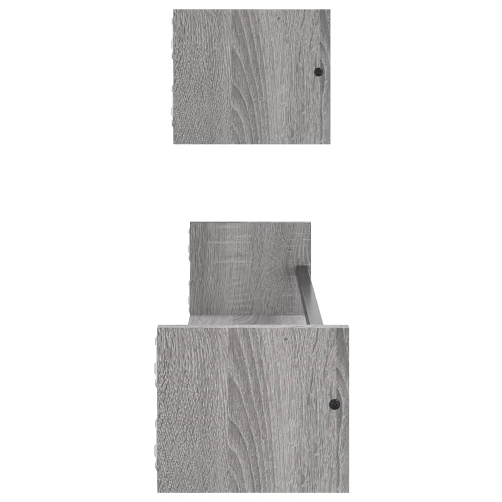 Mensole a Parete con Aste 2pz Grigio Sonoma 80x16x14 cm