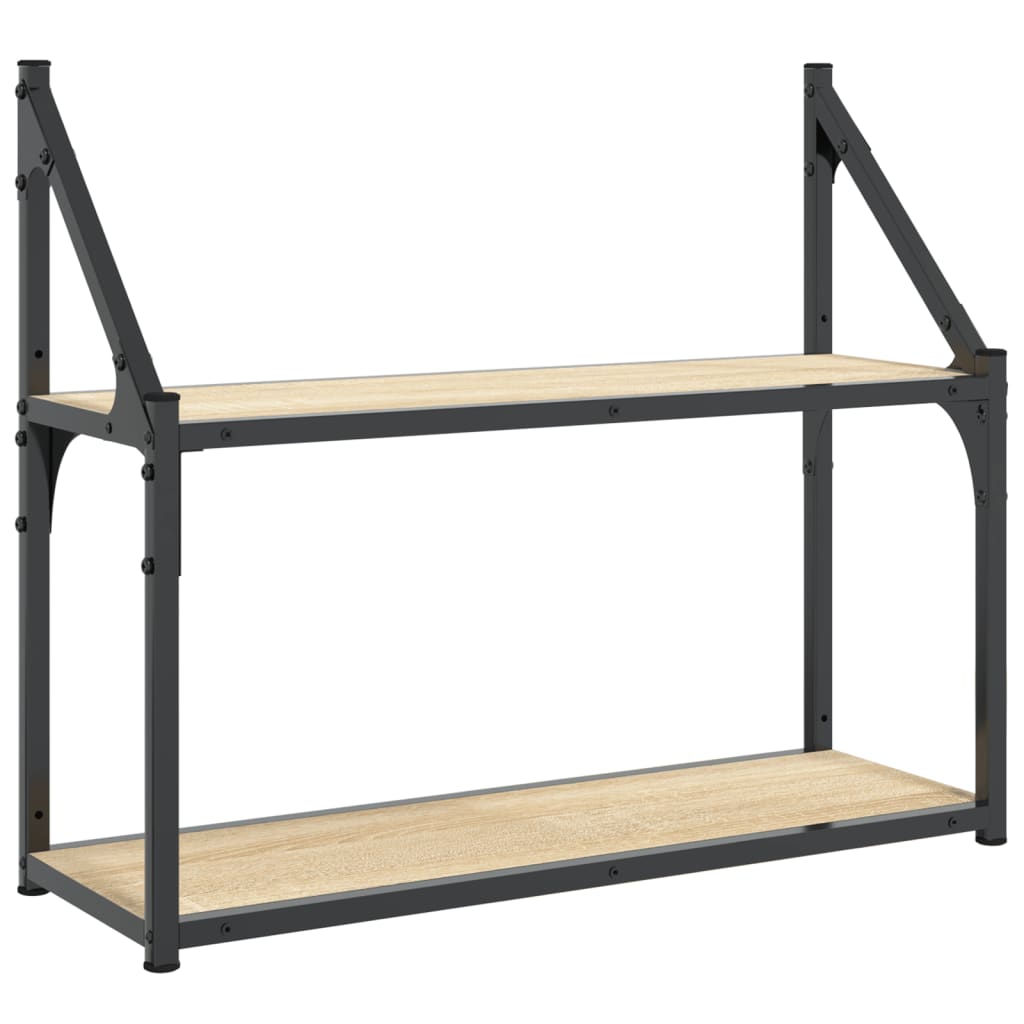 Mensola da parete a 2 ripiani in rovere Sonoma 60x21x51 cm in legno ingegnerizzato