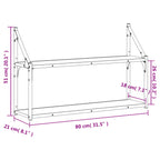 Scaffale Parete 2 Ripiani Grigio Sonoma 80x21x51 cm Multistrato