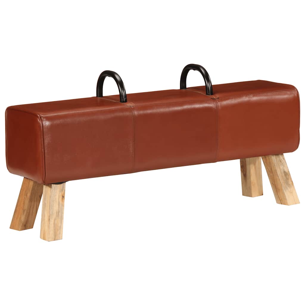 Panca per Esercizi Marrone 110 cm in Vera Pelle