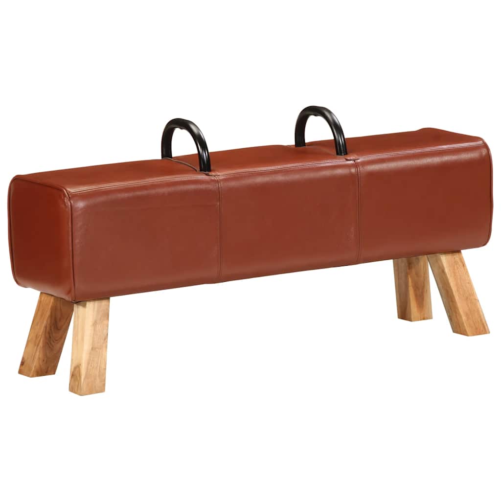 Panca per Esercizi Marrone 110 cm in Vera Pelle