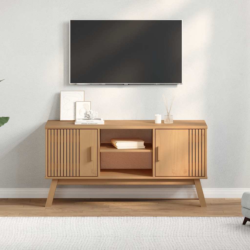 Mobile TV OLDEN Marrone 114x43x57 cm in Legno Massello di Pino