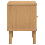 Comodino SENJA Marrone Aspetto Rattan 40x35x48 cm in Legno Pino