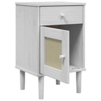 Comodino SENJA Aspetto Rattan Bianco 40x35x65 cm in Legno Pino