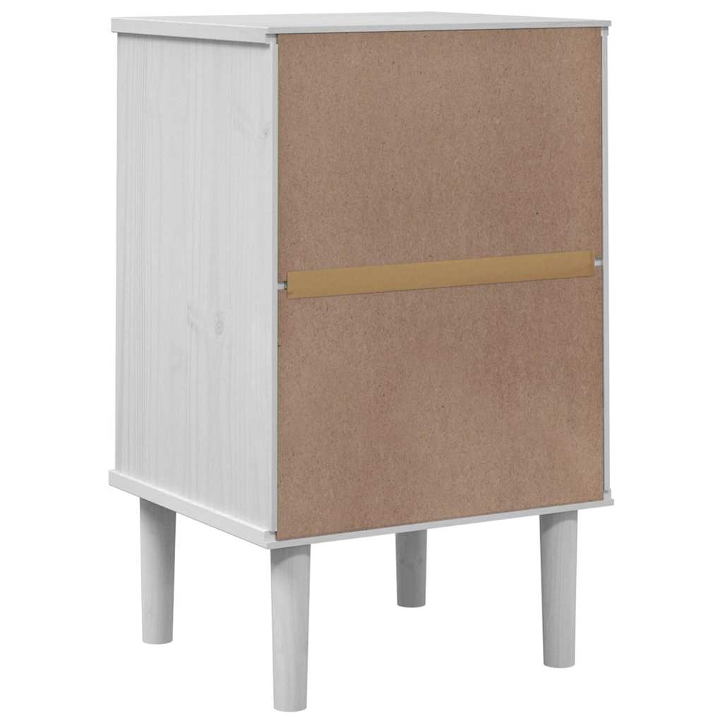 Comodino SENJA Aspetto Rattan Bianco 40x35x65 cm in Legno Pino