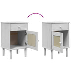 Comodino SENJA Aspetto Rattan Bianco 40x35x65 cm in Legno Pino