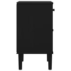 Comodino SENJA Aspetto Rattan Nero 40x35x65 cm in Legno Pino