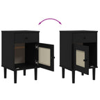 Comodino SENJA Aspetto Rattan Nero 40x35x65 cm in Legno Pino