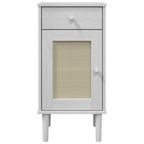 Comodino SENJA Aspetto Rattan Bianco 40x35x80 cm in Legno Pino