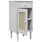 Comodino SENJA Aspetto Rattan Bianco 40x35x80 cm in Legno Pino