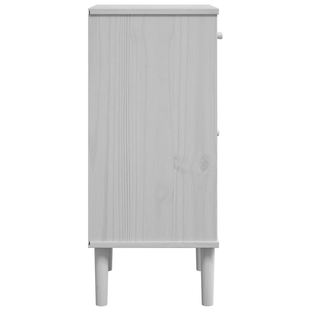 Comodino SENJA Aspetto Rattan Bianco 40x35x80 cm in Legno Pino