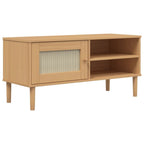 Mobile TV SENJA Aspetto Rattan Marrone 106x40x49 Massello Pino