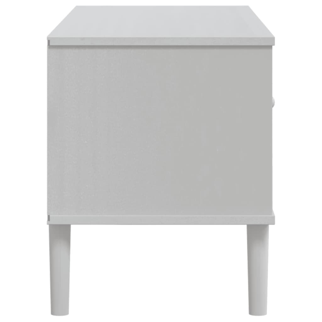 Mobile TV SENJA Aspetto Rattan Bianco 106x40x49 Massello Pino