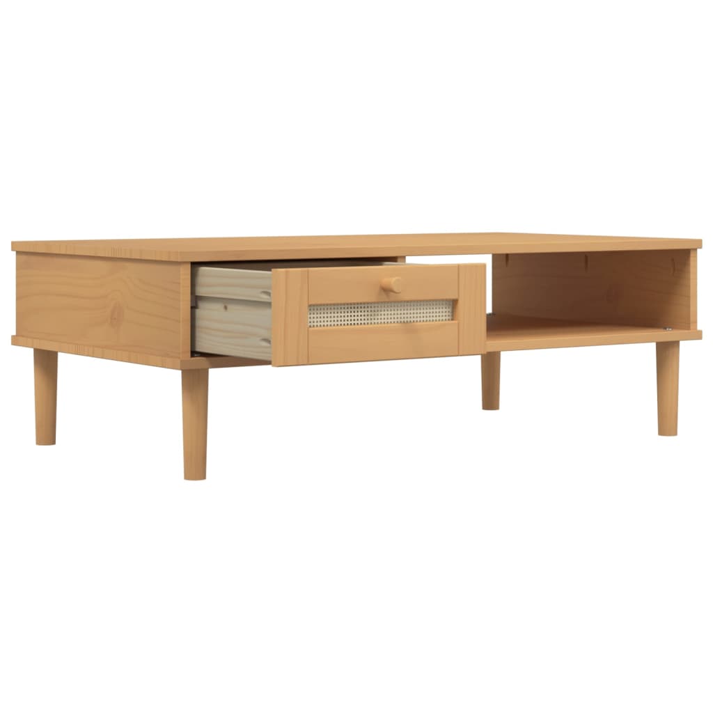 Tavolino SENJA Aspetto Rattan Marrone 100x55x33 Legno Massello