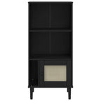 Credenza SENJA Aspetto Rattan Nera 60x35x130 cm Legno Pino