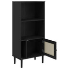 Credenza SENJA Aspetto Rattan Nera 60x35x130 cm Legno Pino
