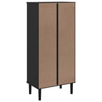 Credenza SENJA Aspetto Rattan Nera 60x35x130 cm Legno Pino