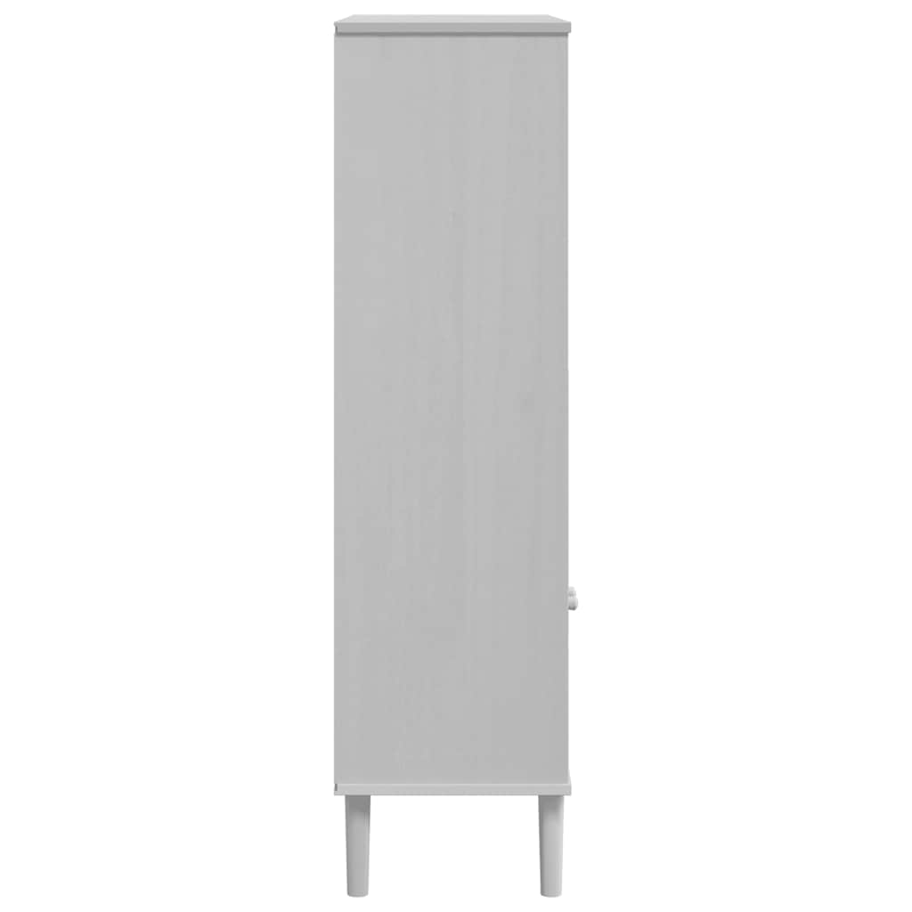 Credenza SENJA Aspetto Rattan Bianco 90x35x130 cm Massello Pino