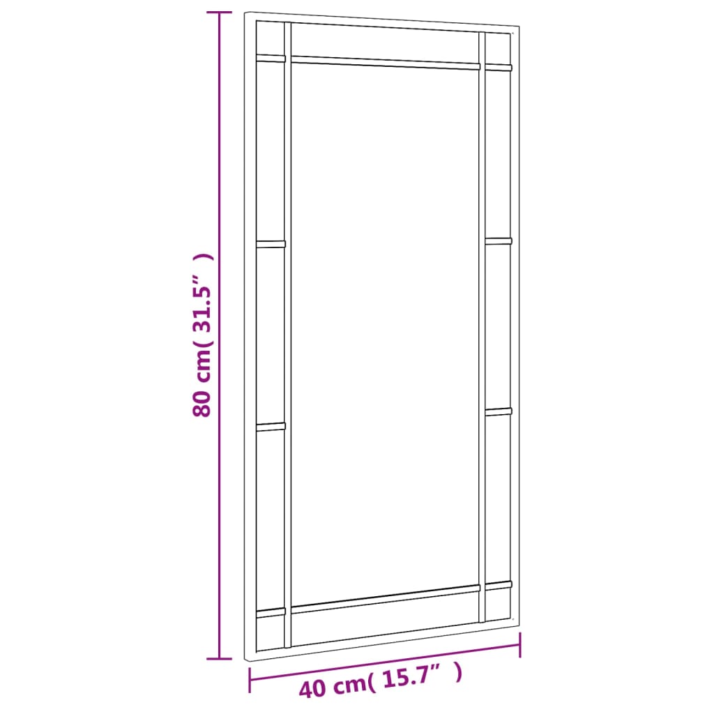 Specchio da Parete Nero 40x80 cm Rettangolare in Ferro