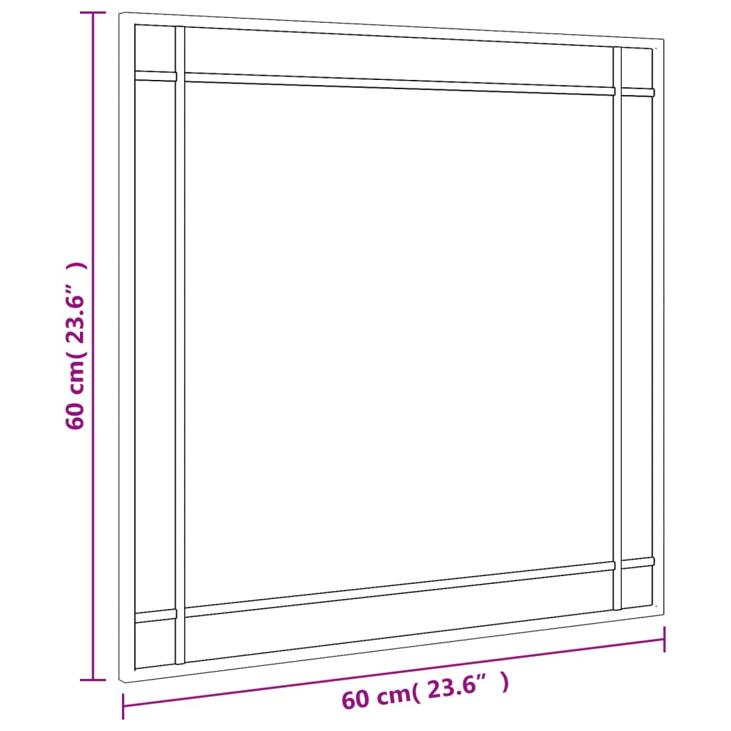 Specchio da Parete Nero 60x60 cm Quadrato in Ferro