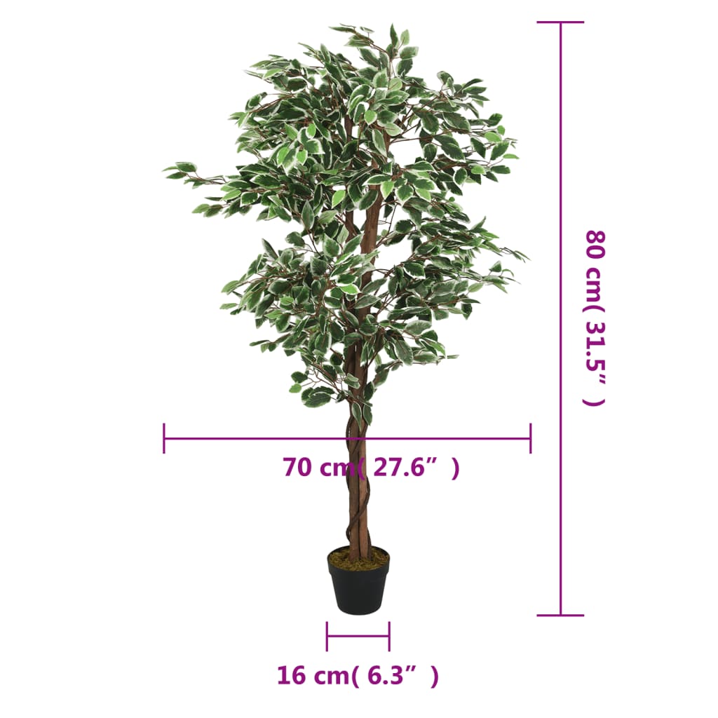 Albero di Ficus Artificiale 378 Foglie 80 cm Verde