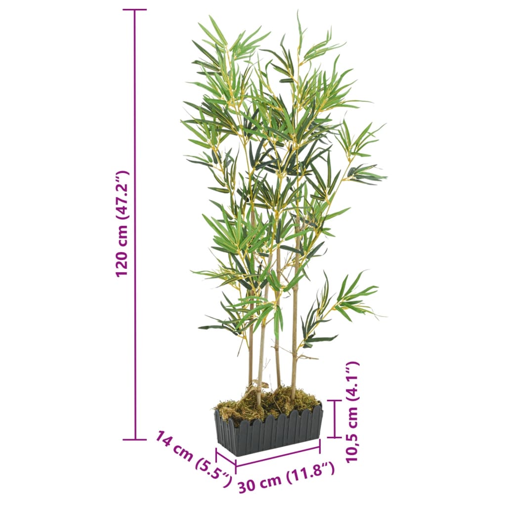 Albero Bambù Artificiale 552 Foglie 120 cm Verde