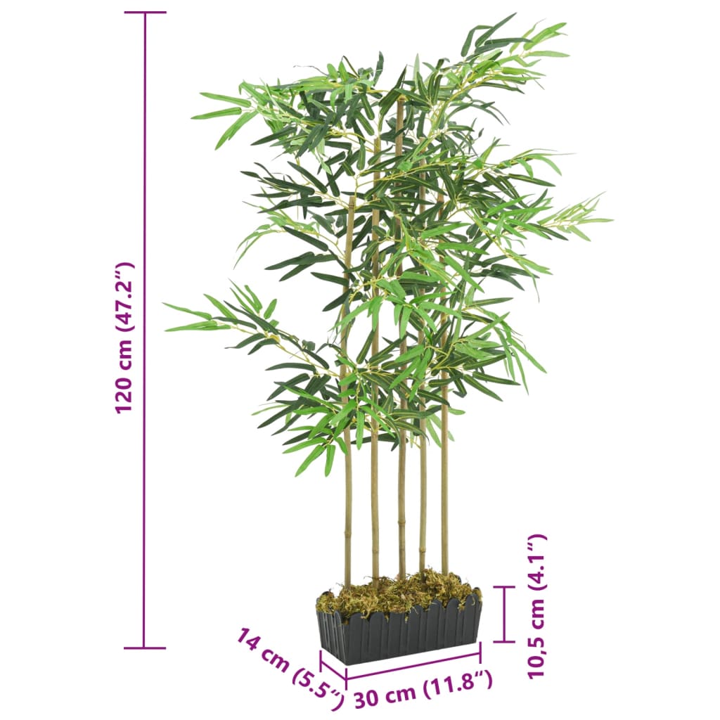 Albero Bambù Artificiale 730 Foglie 120 cm Verde