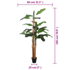 Albero di Banano Artificiale 19 Foglie 180 cm Verde