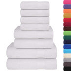 Set 8 Asciugamani in Cotone Bianco 360 g/m² - Uso Domestico e Commerciale