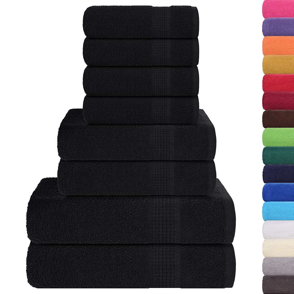 Set 8 Asciugamani in Cotone 360 g/m² Nero
