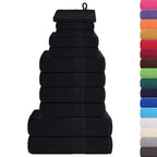 Set di asciugamani 12 pezzi FROGN Nero 360 g/m²