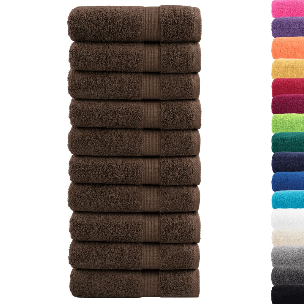 Asciugamani da Doccia Premium SOLUND 10 Pezzi Marrone 70x140 cm 600 g/m²