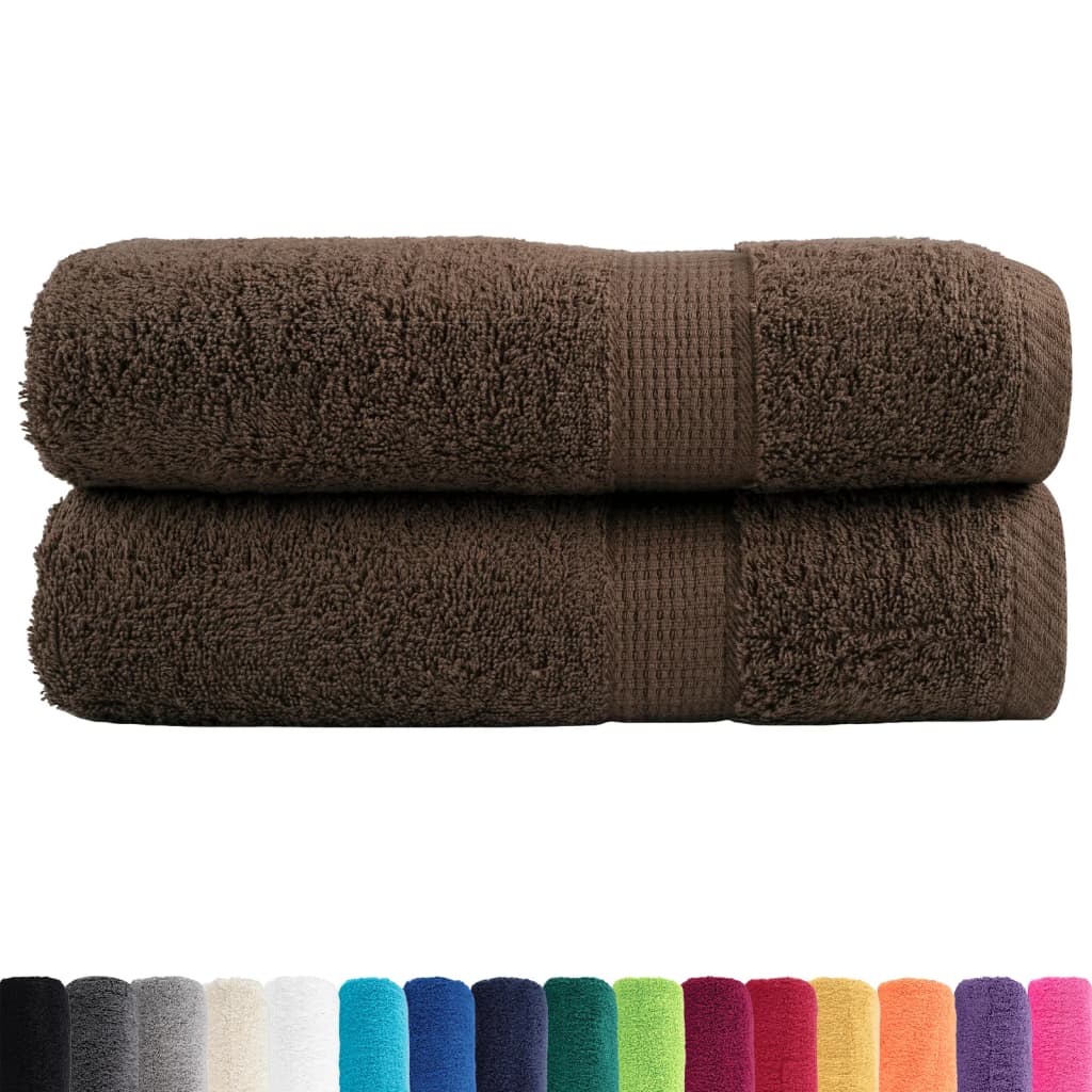 Asciugamani da Bagno Premium SOLUND 2 pz Marrone 100x150 cm 600 g/m²