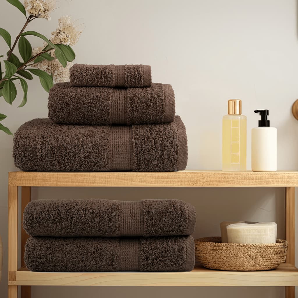 Asciugamani da Bagno Premium SOLUND 2 pz Marrone 100x150 cm 600 g/m²
