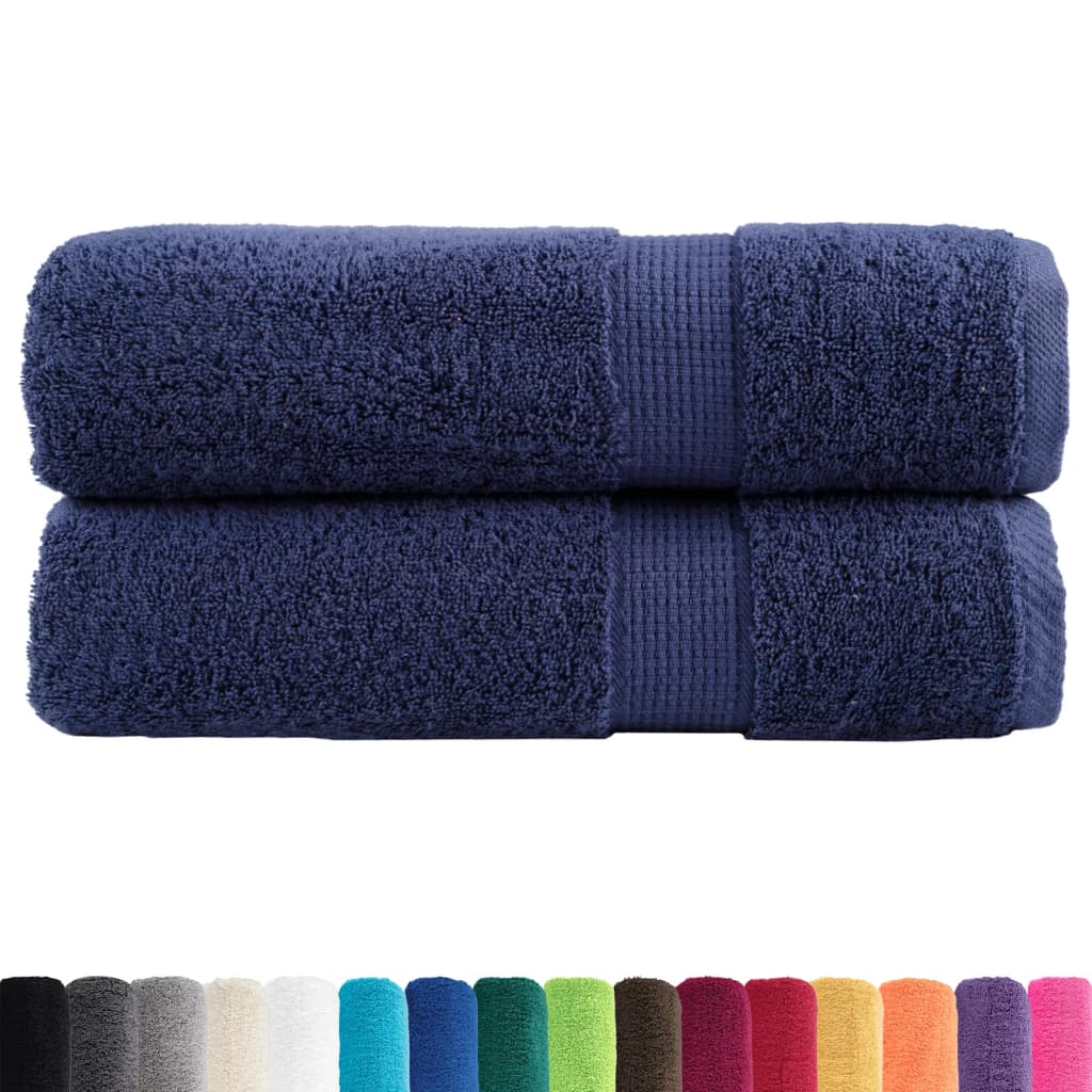 Asciugamani Premium in Cotone Blu Navy 50x100 cm 600 g/m² - Set 2 Pezzi