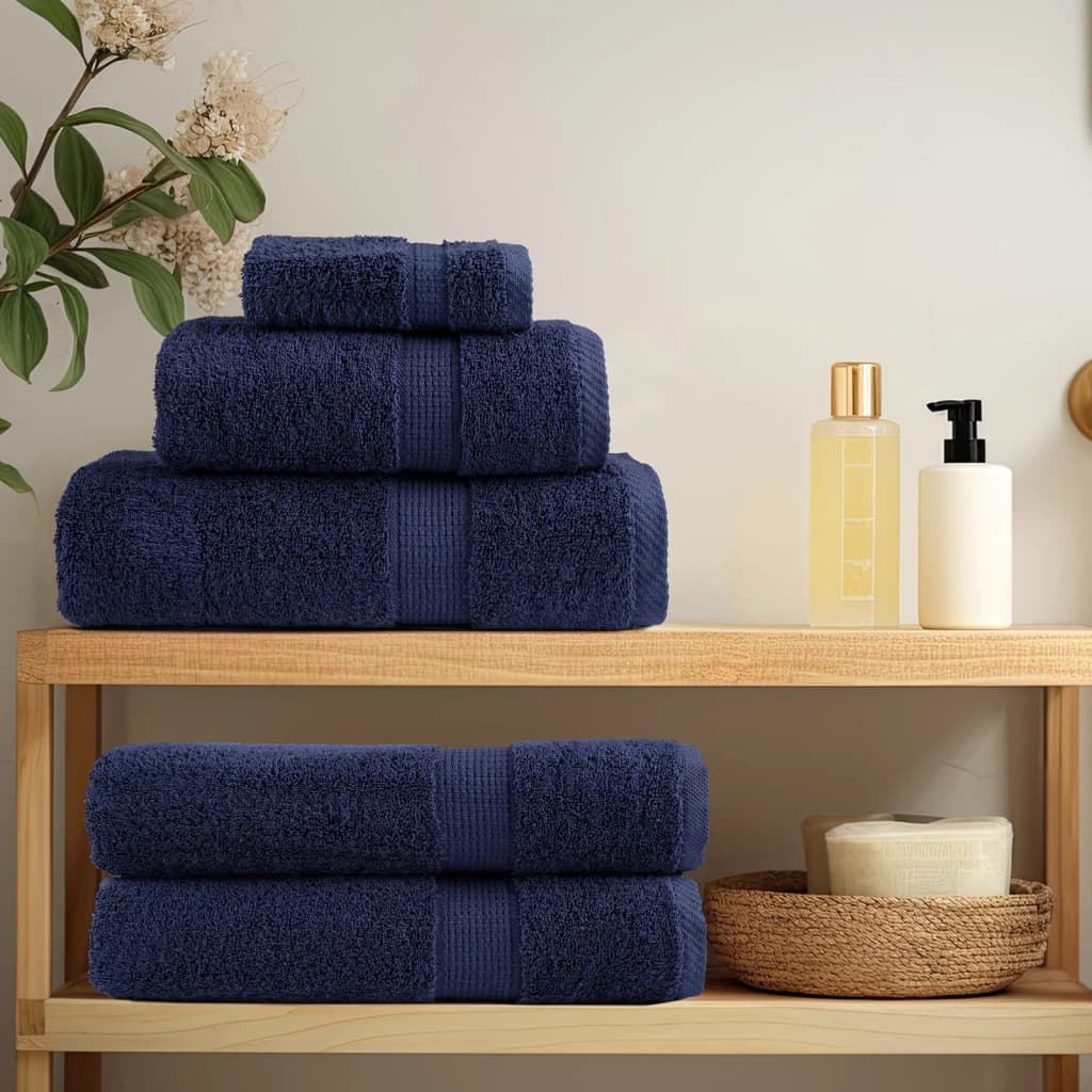 Asciugamani Premium in Cotone Blu Navy 50x100 cm 600 g/m² - Set 2 Pezzi