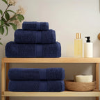 Asciugamani Premium in Cotone Blu Navy 50x100 cm 600 g/m² - Set 2 Pezzi