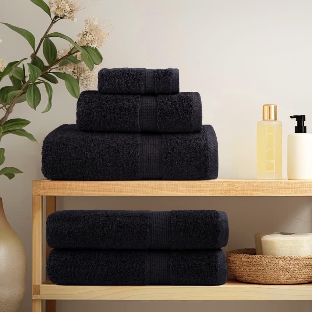 Asciugamani Premium 4 pz Nero 30x30 cm 600 g/m² Cotone