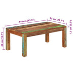 Tavolino da Caffè 110x55x40 cm Legno massello recuperato
