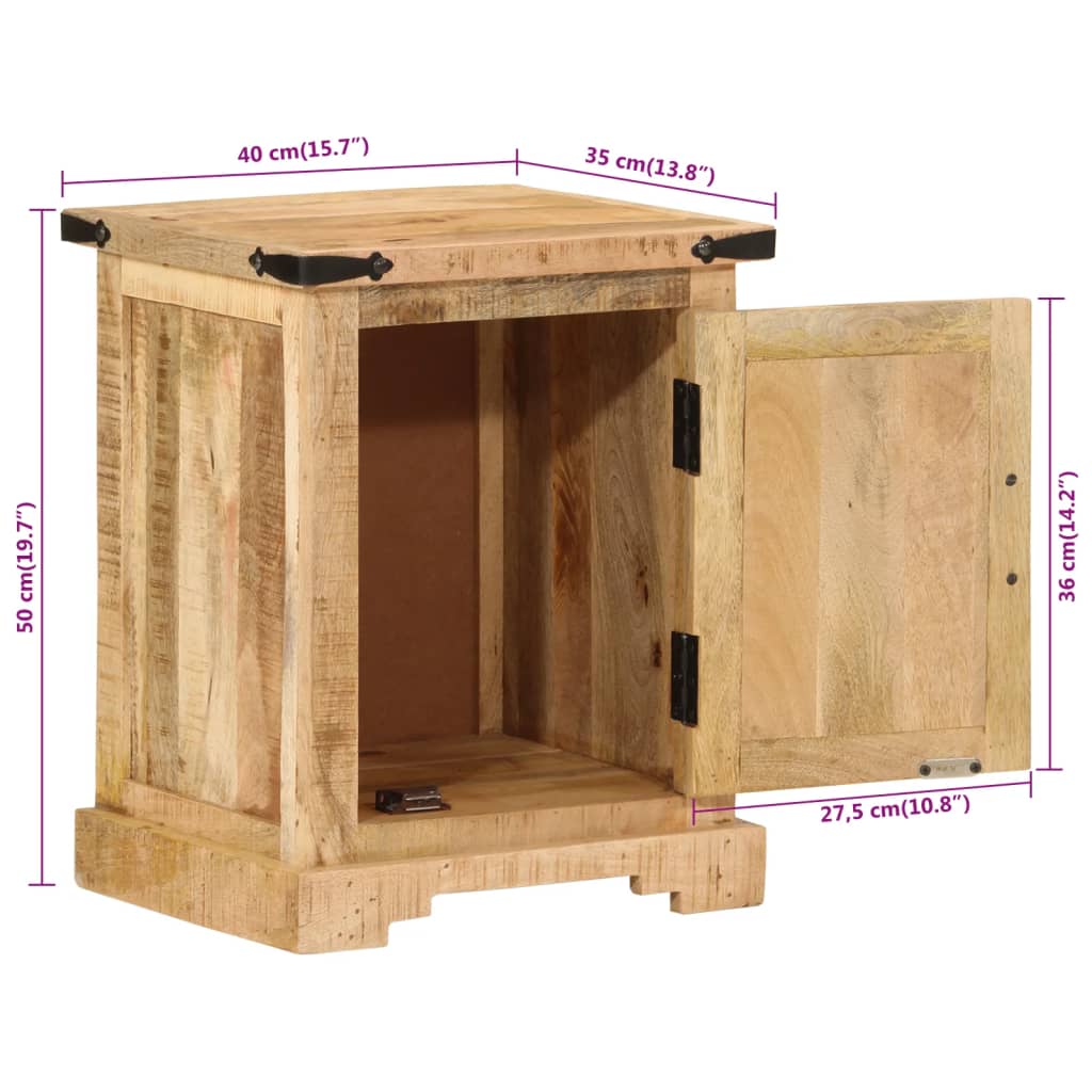 Comodino 40x35x50 cm in Legno Massello di Mango